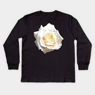 White Rose Art Vector Kids Long Sleeve T-Shirt